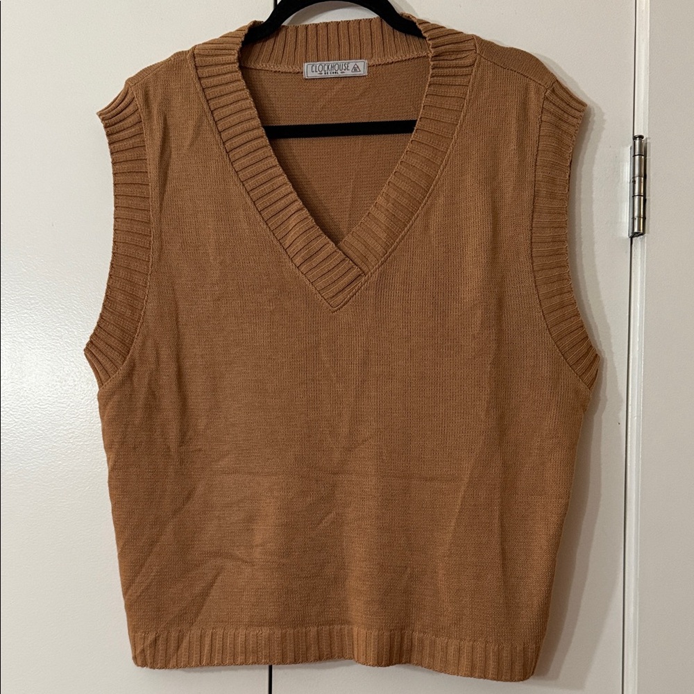 Camel V-Neck Sweater Vest